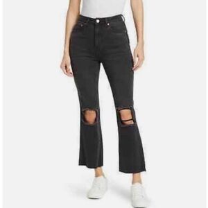 Avec Les Filles Mom High Rise Straight Cropped Jeans